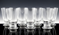 Lalique France PHALSBOURG OR RIQUEWIHR 5-1/4″ FLAT TUMBLERS GLASSES Set 7 Mint