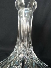 Wedgwood Cut Clear Diamonds Vertical Lines Crystal Ships Decanter & Stopper EUC