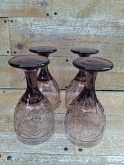 Libbey PURPLE AMETHYST Garden Vine WINE Goblet- Set of 4- Vintage Glassware USA