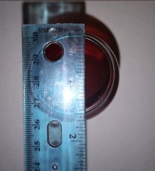 One Vintage Long Stem Ruby Red & Clear Glass Cordial, Aperitif, Cocktail 7″