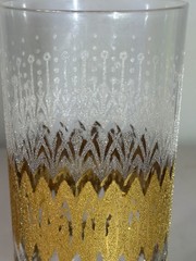 Vintage Pasinski Highball Glass MCM 22K gold encrusted filigree