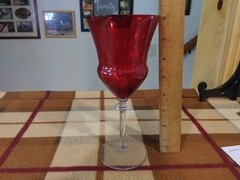 Bryce 8in Tall Red Goblet over Crystal Stem and Foot No Damage