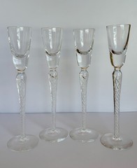 Vintage Clear Glass Cordial Glasses Set of 4 Twisted Spiral Stem
