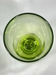 Set of 2 Vintage Lime Green Footed Drinking Glasses Goblets Tumblers 5.5”