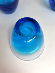 Blue Ombre Gradient 5 SMALL TUMBLERS DRINKING GLASSES 4″, Water Juice, Excellent