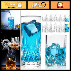 12-Piece Crystal Drinking Glass Set, 6 Old Fashioned & 6 Whiskey Glasses, Perfec