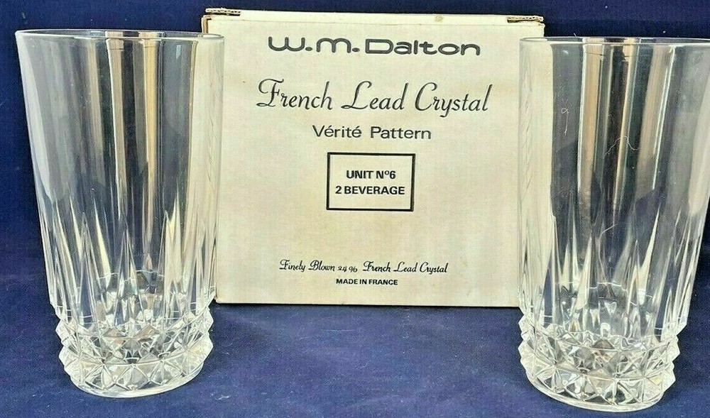 W.M. DALTON French Lead Crystal VERITE – Lot of 2 Unit #6 Beverage Glasses ###