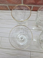 Vintage Libbey Wine Glasses Etched Frosted Roses Lot of 4