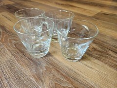 Set of 4 Floral Design Hand Cut 3.5 Tall 3.5 Wide Clear Drinking Glasses