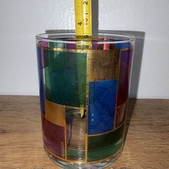 MCM One Culver Glasses Color Block Stained Glass Geometric Design GOLD
