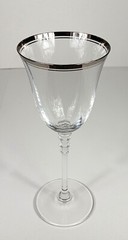 Set Of 5 Mikasa Sonata Platinum Rim Crystal Wine Goblets Glasses