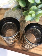 A Vintage Culver Toledo Black And Gold Glass Tumblers Set Of 2 Collectible Rare