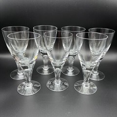 7 Skruf Clear Teardrop Air Bubble 6 oz Stockholm Wine Glasses 5 3/4″ Holiday
