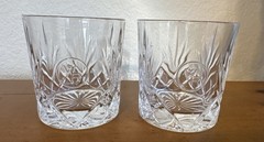 Exquisite GLENCIARN CUT CRYSTAL Set of 2 Whiskey Tumblers Marked WR