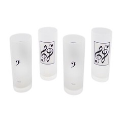 Dartington Designs France Music Notes Frosted Glasses Set 4 Highball Tumblers