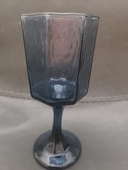 Vintage One Libbey Cobalt Blue Textured Multi-Sided Water Goblets