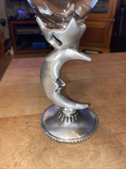 Vintage Pewter Stem Footed Moon Star Juice Glass