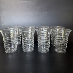 8 Juliana Amalia Glassware TESSA Rope Band Clear Tumblers, 5.25” Tall