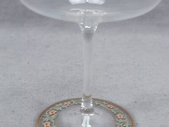 Antique Bohemian Hand Enameled Red Floral & Gold Border Champagne Glass