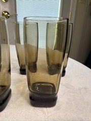 Vintage Libbey Smoky Brown Carrington 16 oz Glasses Set of 5