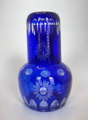 Bohemian Glass Cobalt Blue Cut to Clear – 2 piece Carafe & Tumbler Andrea Glass