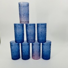 Set Of 8 Jax Shannon Godinger Highball Blue Ombré Beverage Glassware 6”