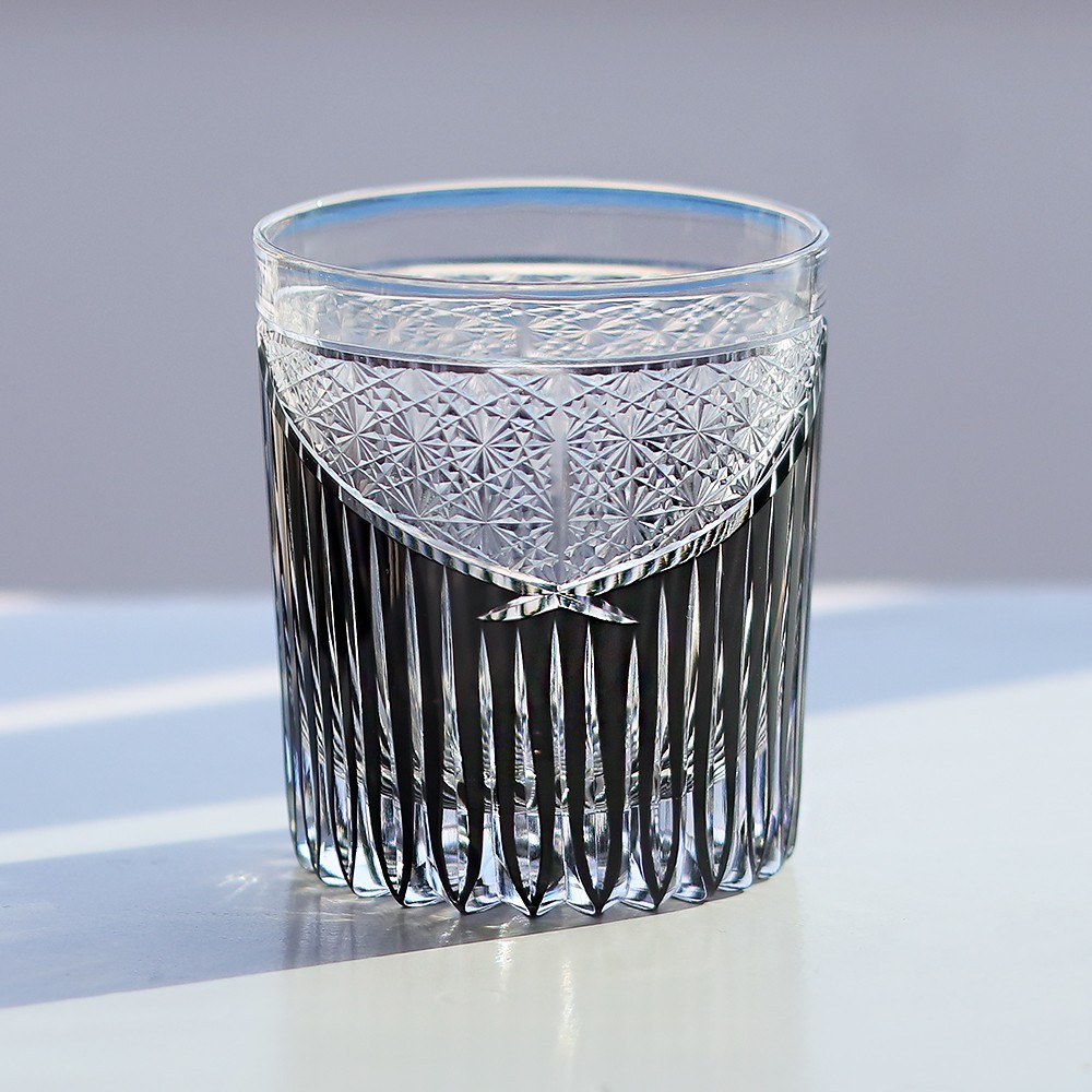 High-end Black Colored Shot Glassware Whisky Glass Handicraft Edo Kiriko Glass
