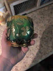 Antique EAPG 1899 DELAWARE NEW CENTURY GLASS Green Gold SPOONER US Glass Co.