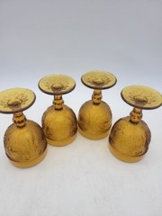 SET OF 4 INDIANA GLASS TIARA PATTERN AMBER SMALL WINE CORDIAL 4” GOBLETS 3oz