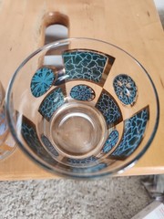 Vintage Culver Carnival Turquoise Gold Geometric Medallion Rocks Glasses 2