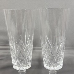 Crystal Champagne Flute Wine Glass Set Of 2 StarBurst Cut Wedding Toast