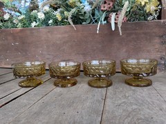 Vintage Fostoria Pebble Beach Glass Yellow Marigold Footed Sherbet Glasses (4)