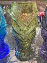 Andrew Iannazzi Art Glass Head Hunter Tiki Highball Glasses Mugs Handcrafted (3)