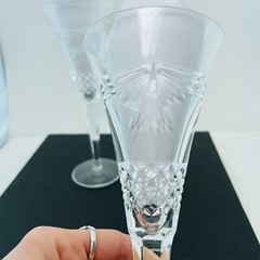 Waterford Crystal Champagne Flutes The Millennium Collection PEACE Dove Pair