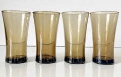 Vintage Set of 5 Anchor Hocking Linden Mocha Tawny Brown Glass Tumblers 16oz