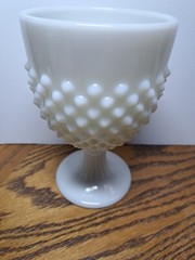 HOBNAIL MILK GLASS OVERSIZED WATER GOBLET
