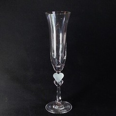 GORHAM AMORE HEART CHAMPAGNE TOASTING FLUTE, Frosted Lead Crystal, 10″, Germany