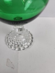 2 Anchor Hocking Glass Forest Green Boopie Bubble Foot Champaign Sherbet 4″
