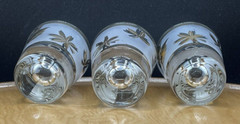 Libbey Starlite Exclusive Gold Leaf, White Frosted Shot Glasses Vintage Set of 3