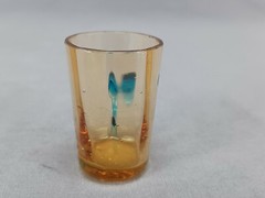 Legras Portieux George Sand Hand Blown Amber & Blue Optic Molded Cordial Glass B