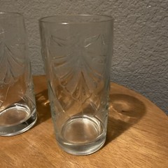 Set Of 2 Vintage Martha Stewart Ice Tea Glasses Tumblers Etched Glass Stunning