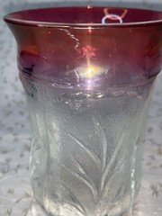 Rare Vintage 1960s mid century red Ruby Flash Pebble Leaf 12 oz Tumbler 5.5”