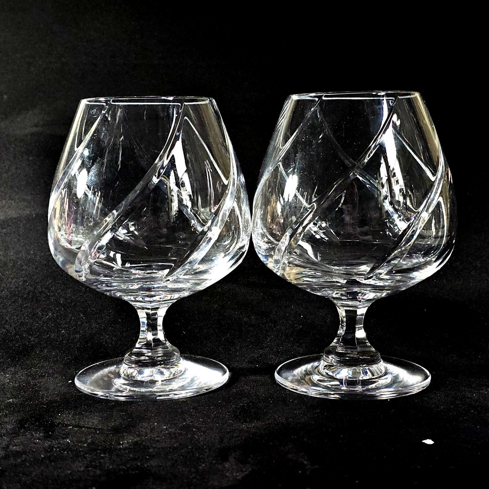 MIKASA OLYMPUS BRANDY SNIFFTER GLASSES, Cut Lead Crystal, 5 7/8′, 12 Oz, 2PCS