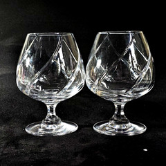 MIKASA OLYMPUS BRANDY SNIFFTER GLASSES, Cut Lead Crystal, 5 7/8′, 12 Oz, 2PCS