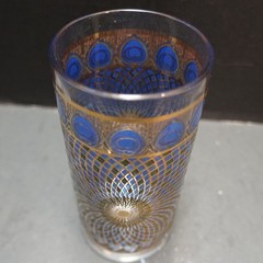 MCM Peacock Decorated Glass Tumbler 5 1/2″ CCC Continental Can Co Hazel Atlas