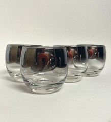 Vintage 4 ct Silver Ombre Fade Mercury Roly Poly 8 Oz. Rocks Glasses Barware