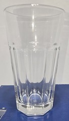 Set of (4) 22oz Tumblers by Design Essentials Clear 8 Paneled Glass Set NOS