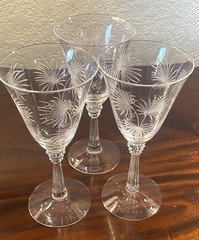 Vintage Fostoria Lido Crystal Water Goblets 7 1/2″ tall- Set of 3