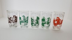 Vintage 5 Kraft Juice Glasses Swanky Swigs Kiddie Cup Green Brown Orange