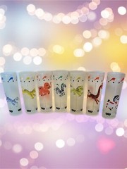 Libbey CIRCUS CAROUSEL MERRY-GO-ROUND Frosted Tom Collins Glasses 1950 Lot of 7